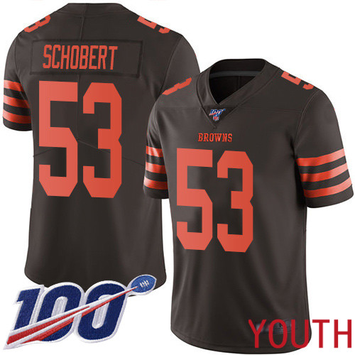 Cleveland Browns Joe Schobert Youth Brown Limited Jersey 53 NFL Football 100th Season Rush Vapor Untouchable